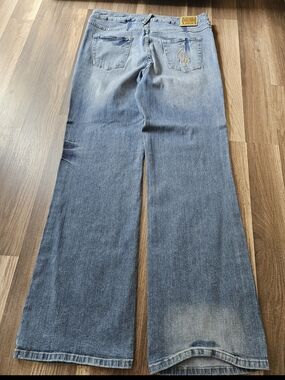Baby Phat Medium Blue Bootcut Jeans with Embroidered Back Pocket